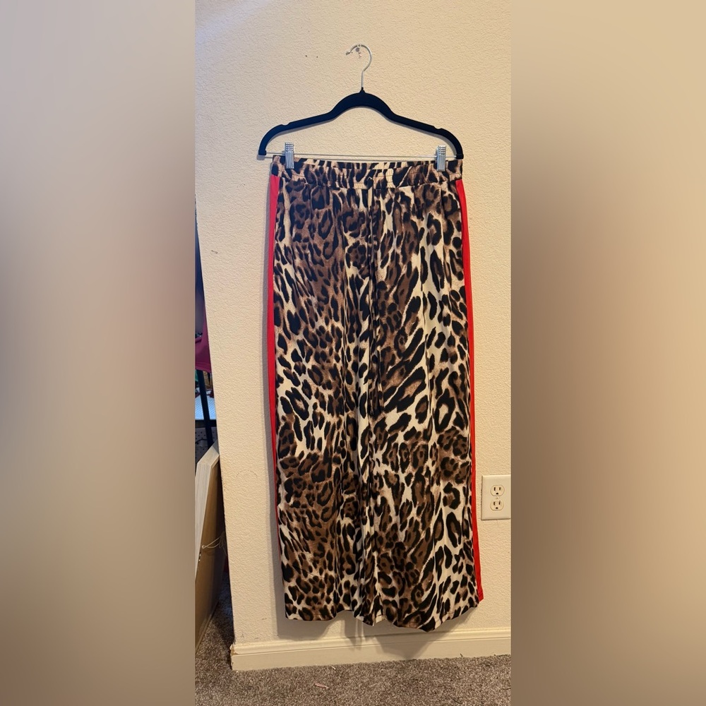 Leopard Print Maxi Skirt with Red Trim - Picture 2 of 4